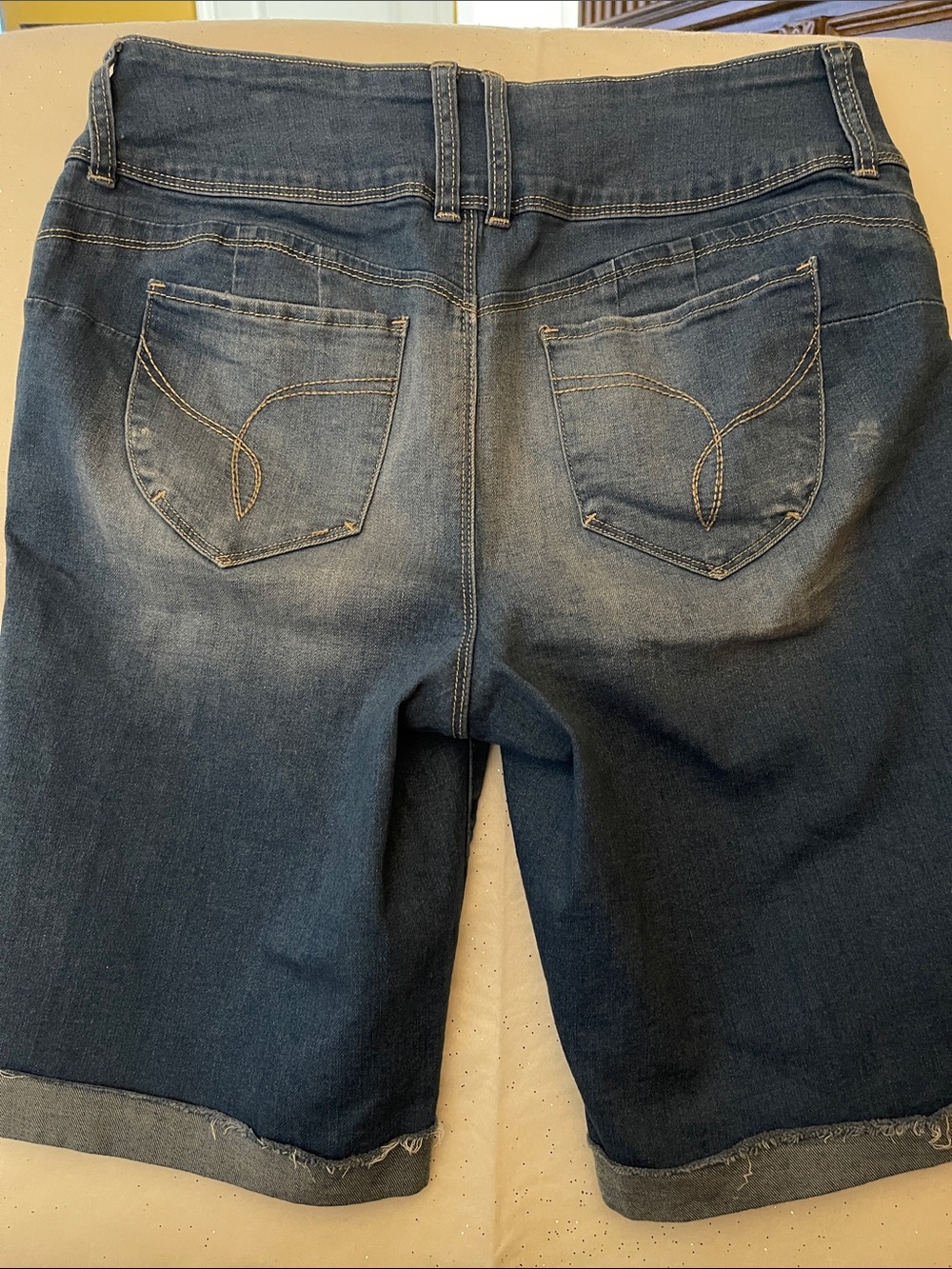 Boyfriend Denim Bermuda Shorts in Washed Blue